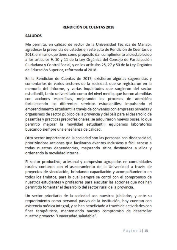 RENDICION DE CUENTAS 2018